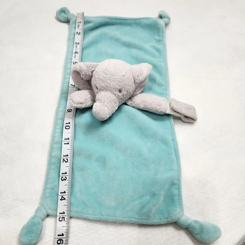 Carter's Rattle Pacifier Holder Lovey Blue Gray Elephant Plush Security Blanket